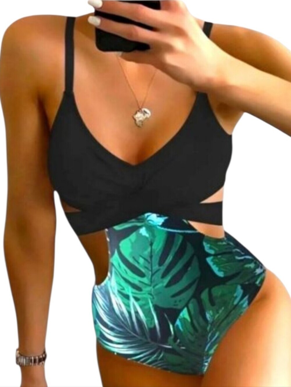 Women's One Piece Sexy Jungle theme Swimsuit.